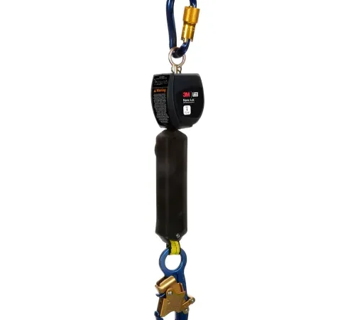 Self-retracting lifeline with carabiner and hook
