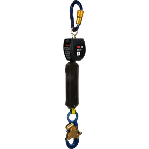Self-retracting lifeline with carabiner and hook