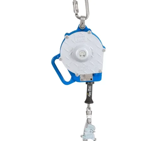 Blue white retractable safety lifeline with hook