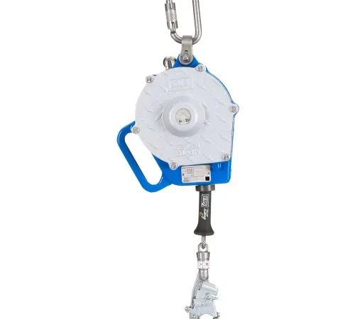 Blue self-retracting lifeline fall protection device