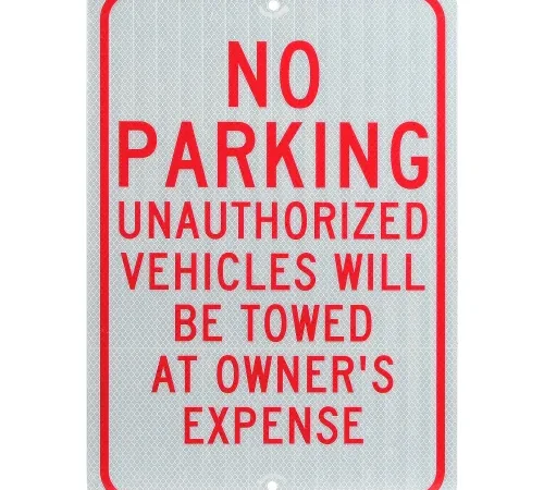 Aluminum Sign - No Parking Unauthorized Vehicles - .08" Thick, TM12J
