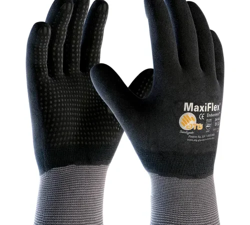 Pair of black MaxiFlex grip work gloves