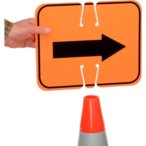 Cone Sign - Reversible Arrow - Black on Orange - Image 4