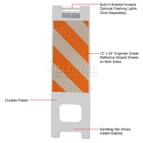 Plasticade Narrowcade Barricade Sign Stand 45"H With 2 Panel 2 Sheetings, White - Image 2
