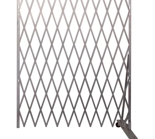 Foldable metal security gate panel on wheels