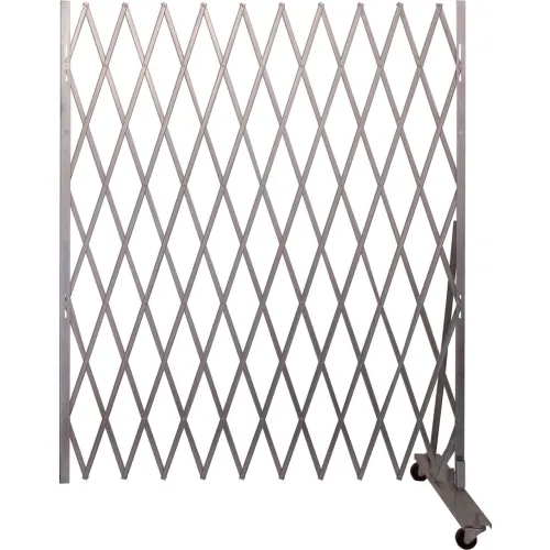 Expandable metal lattice gate on caster wheels