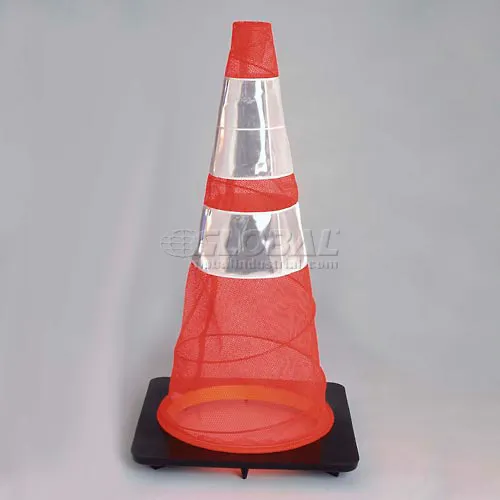 VizCon TrafFix Devices Quick Deploy Emergency Spring Cone, 3 Lb Base, Pack of 6