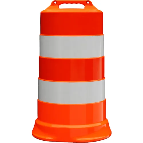 Plasticade Commander Traffic Drum, Orange, Engineer Grade Sheeting, 4 6'' Reflective Stripes, HDPE
