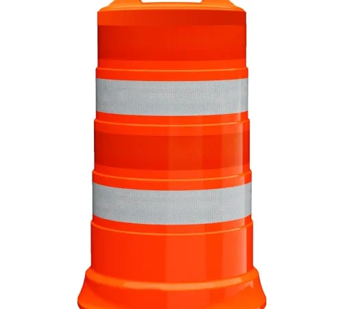 Plasticade Commander Traffic Drum, Orange, Diamond Grade Sheeting, 4 4'' Reflective Stripes, HDPE