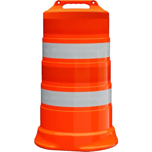 Plasticade Commander Traffic Drum, Orange, Diamond Grade Sheeting, 4 4'' Reflective Stripes, HDPE