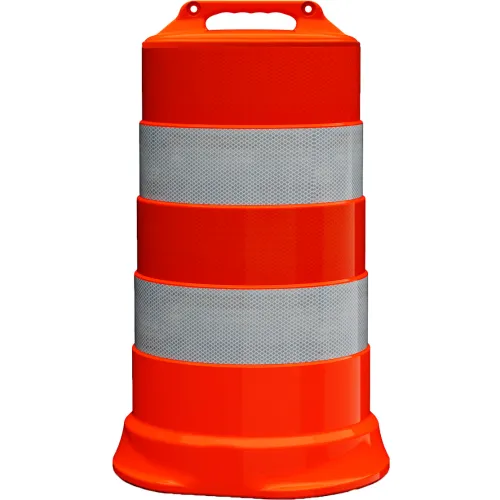 Plasticade Commander Traffic Drum, Orange, Diamond Grade Sheeting, 4 6'' Reflective Stripes, HDPE