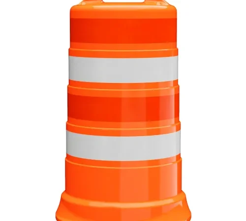 Plasticade Commander Traffic Drum, Orange, Engineer Grade Sheeting, 4 4'' Reflective Stripes, LDPE