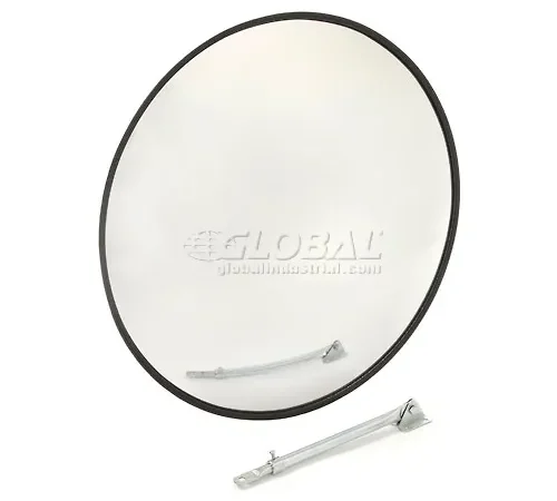 Round convex mirror with mounting arm