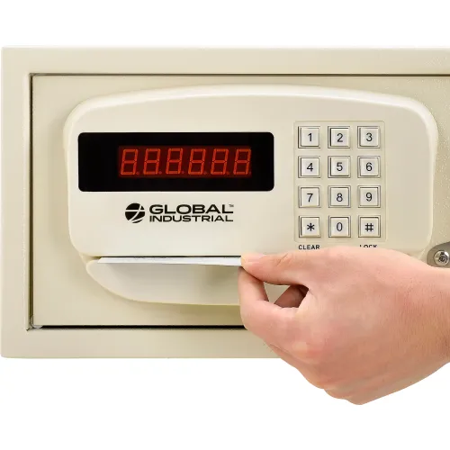 Global Industrial" Personal Hotel Safe Electronic Lock w/Card Slot 15Wx10Dx7H Keyed Alike, WHT - Image 4
