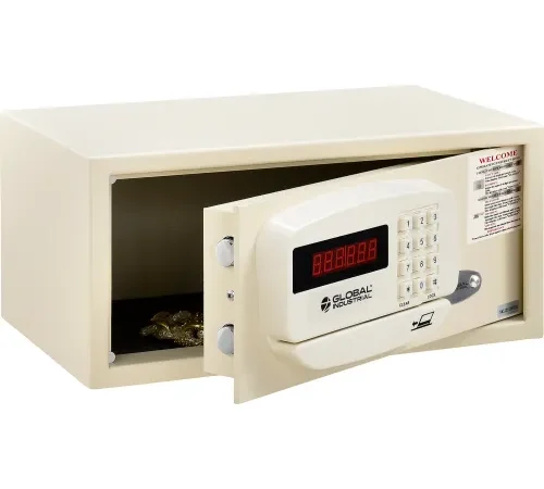 Global Industrial" Personal Hotel Safe Electronic Lock w/Card Slot 18Wx15Dx9H Keyed Alike, WHT