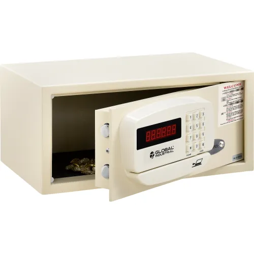 Global Industrial" Personal Hotel Safe Electronic Lock w/Card Slot 18Wx15Dx9H Keyed Alike, WHT