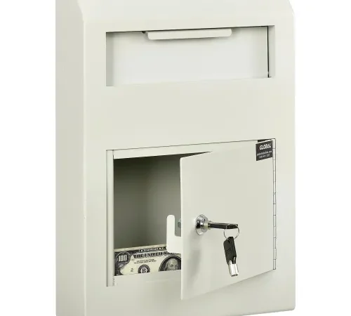 Global Industrial" Wall-Mount Depository Drop Box, 10"W x 4-1/4"D x 15"H, Beige