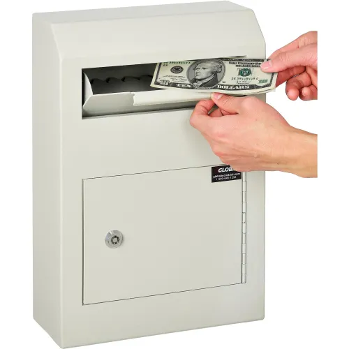Global Industrial" Wall-Mount Depository Drop Box, 10"W x 4-1/4"D x 15"H, Beige - Image 3