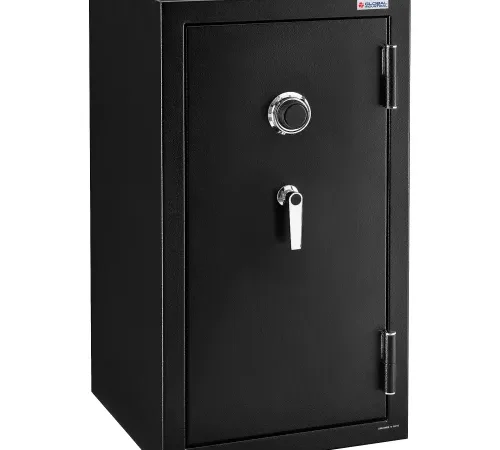 Black combination safe with dial and handle