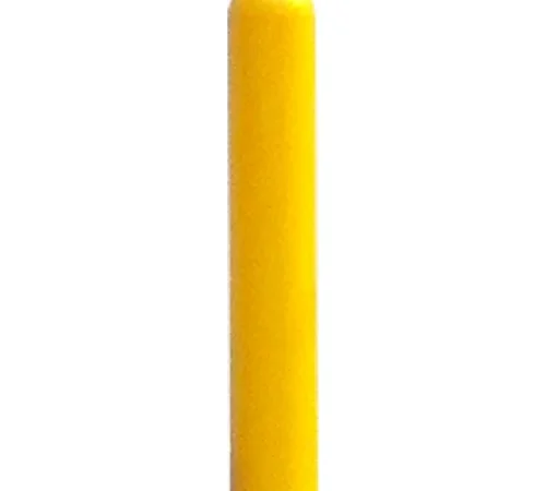 Yellow foam cylinder on white background