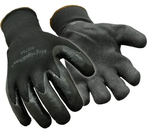 Pair of black coated work gloves