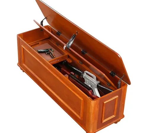 American Furniture Classics Hope Gun Concealment Chest 540 - 5 Gun Capacity 51x17x19 Medium Brown