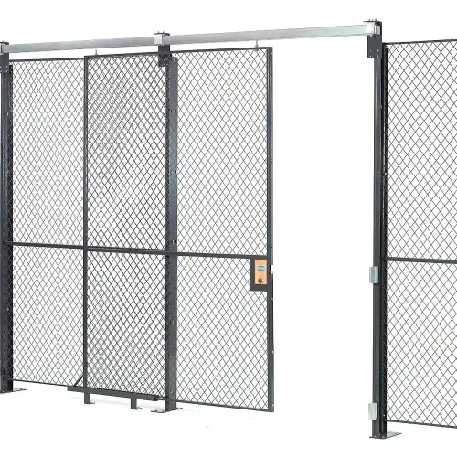 Sliding chain-link security gate with keypad