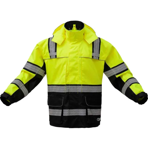 GSS Safety 6501 Rain Coat, Class 3, Lime/Black, 4XL/5XL - Image 2