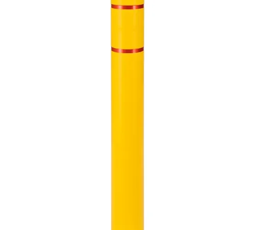 Global Industrial" Reflective Bollard Sleeve, 6" Dia. x 52"H, Yellow With Red Tape