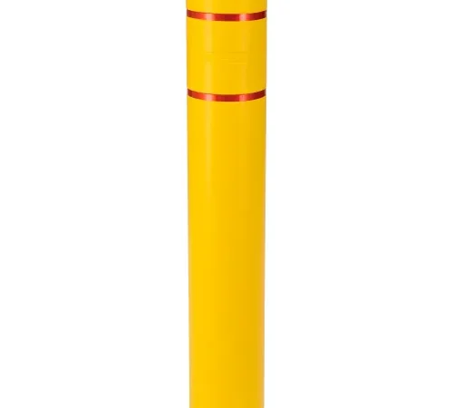Global Industrial" Reflective Bollard Sleeve, 8" Dia. x 52"H, Yellow With Red Tape