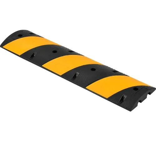 Global Industrial" Rubber Speed Bump, 48"L, Black W/ Yellow Stripes