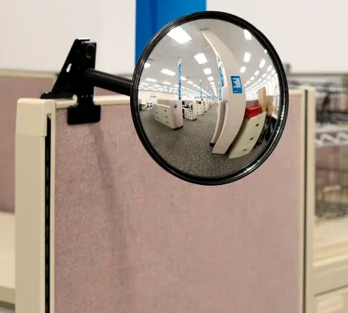 Global Industrial" Round Acrylic Clip On Convex Mirror, Indoor, 7" Dia.,160? Viewing Angle