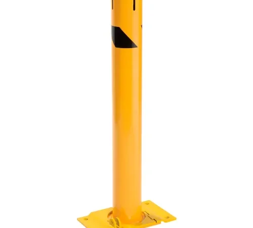 Yellow fold-down parking bollard post