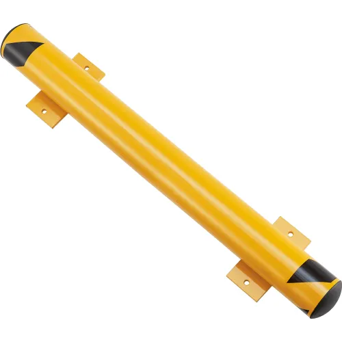 Global Industrial" Floor Stop Bollard w/Removable Caps, 4-1/2" Dia. x 48"L, Yellow - Image 2