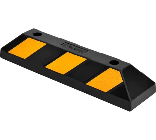 Global Industrial" Rubber Parking Stop/Curb Block, 22"L, Black w/ Yellow Stripes