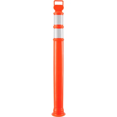 Orange collapsible traffic wand with reflective bands
