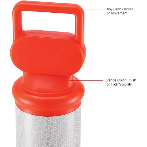 Orange reflective traffic safety post with handle