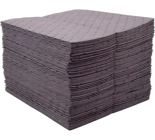 Global Industrial" Universal Sorbent Pads, Heavyweight, 15"W x 18"L, Gray, 100/Pack
