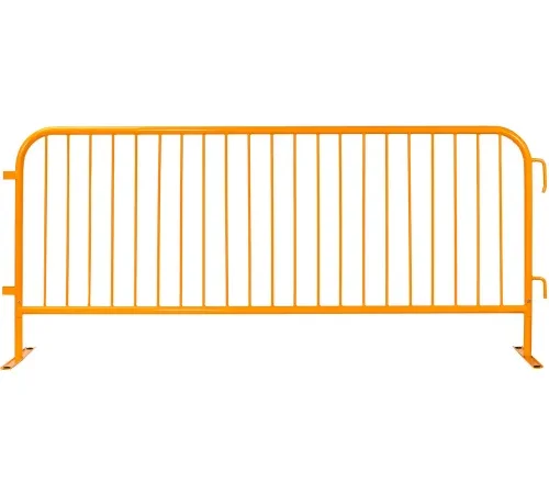 Global Industrial Steel Crowd Control Barrier, 8-1/2'L x 43"H, Flat Feet, Powder Coat Yellow