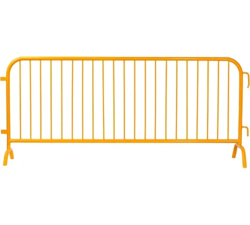 Global Industrial Steel Crowd Control Barrier, 8-1/2'L x 43"H, Bridge Feet, Powder Coat Yellow