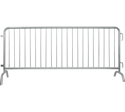 Global Industrial Steel Crowd Control Barrier, 8-1/2'L x 43"H, Bridge Feet, Galvanized