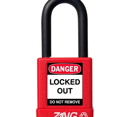 ZING RecycLock Safety Padlock, Keyed Different, 1-1/2" Shackle, 1-3/4" Body, Red, 7030