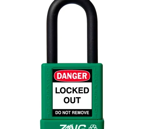 ZING RecycLock Safety Padlock, Keyed Different, 1-1/2" Shackle, 1-3/4" Body, Green, 7034