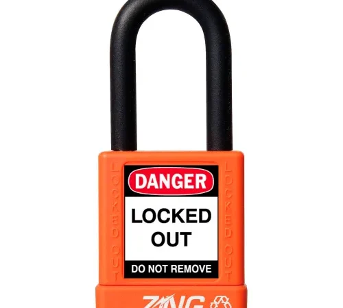 ZING RecycLock Safety Padlock, Keyed Different, 1-1/2" Shackle, 1-3/4" Body, Orange, 7042