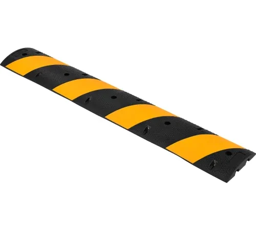 Global Industrial" Rubber Speed Bump, 72"L, Black w/ Yellow Stripes