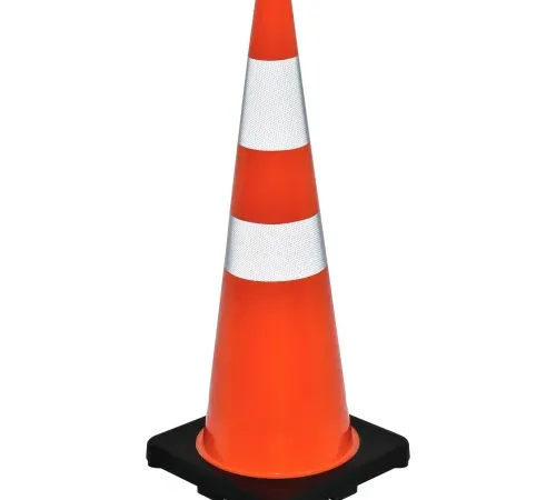 Global Industrial" 36" Traffic Cone, Reflective, Black Base, 10 Lbs.