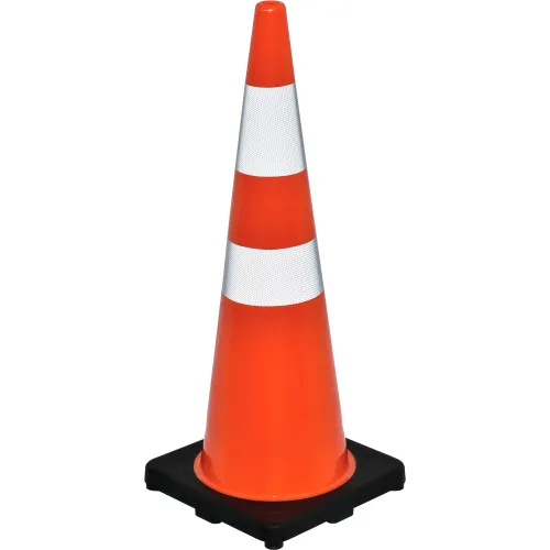 Global Industrial" 36" Traffic Cone, Reflective, Black Base, 10 Lbs.
