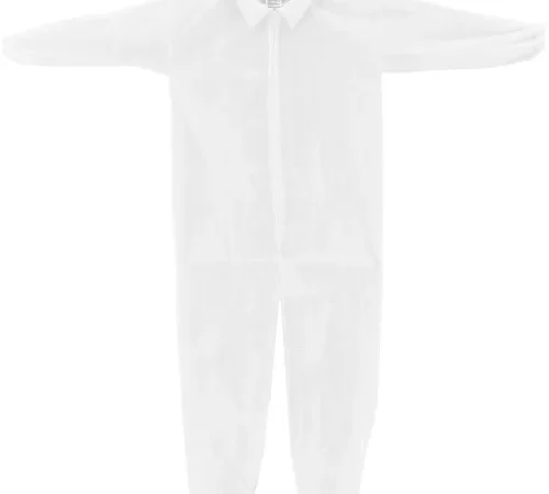Global Industrial Disposable Polypropylene Coverall, Elastic Wrists/Ankles, WHT, 3XL, 25/Case
