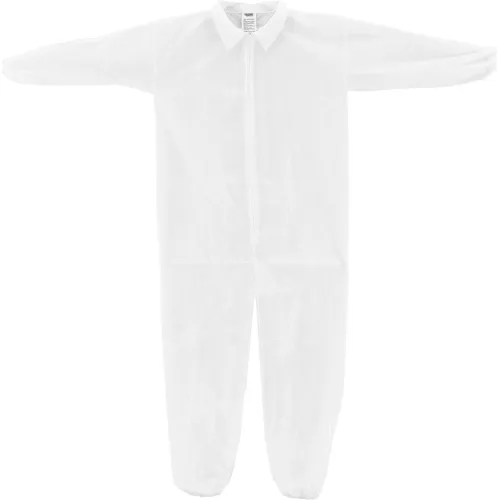 Global Industrial Disposable Polypropylene Coverall, Elastic Wrists/Ankles, WHT, 2XL, 25/Case