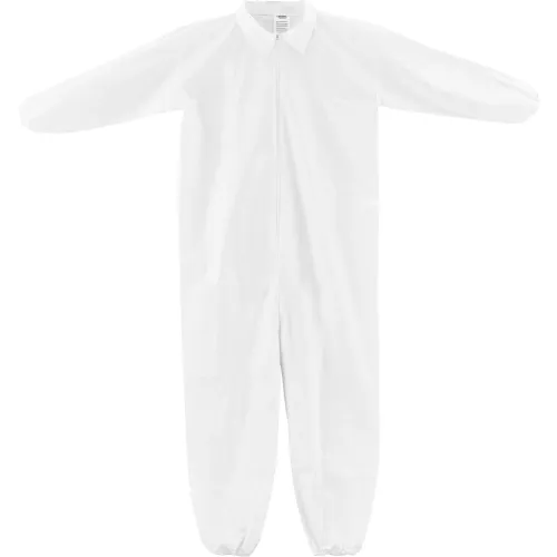 White protective coverall with zipper